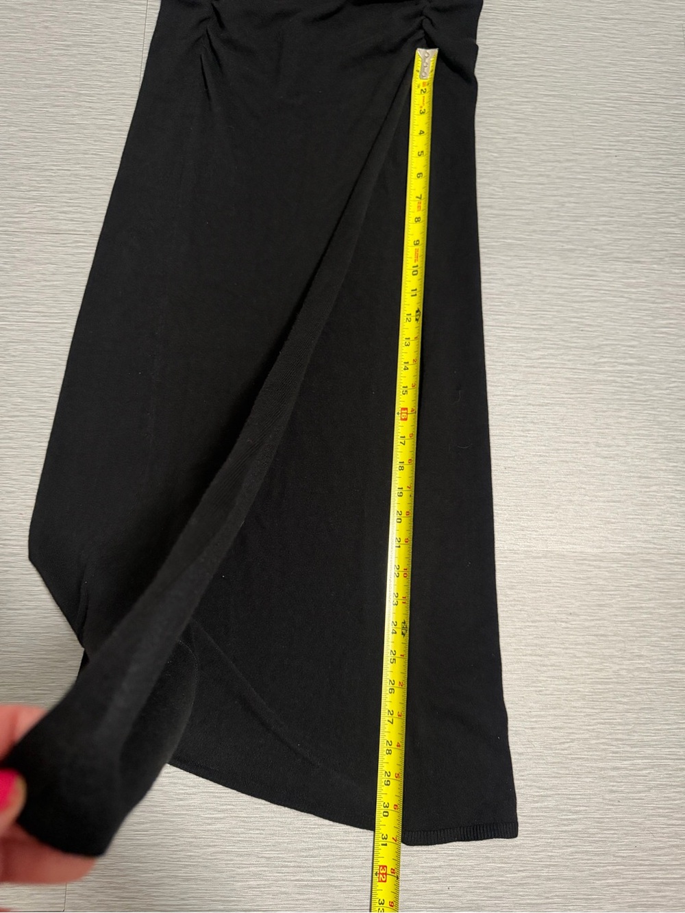 Free People Black Ruched Side Slit Maxi Skirt Stretch Size L NWOT - Picture 6 of 12